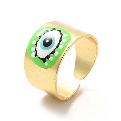 Enamel Horse Eye Open Cuff Rings RJEW-P042-01G-01-1