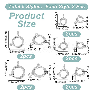 Unicraftale 304 Stainless Steel Smooth Surface Spring Ring Clasps STAS-UN0009-44P-1