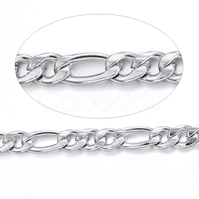 Tarnish Resistant 304 Stainless Steel Figaro Chains CHS-P003-21P-1