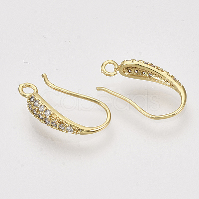 Brass Micro Pave Cubic Zirconia Earring Hooks X-ZIRC-Q022-035G-NF-1