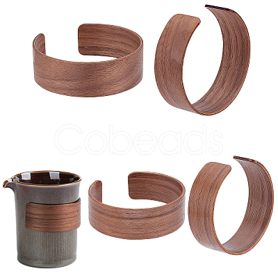 PandaHall Elite 4Pcs 2 Style Walnut Wood Cup Sleeve AJEW-PH0003-87-1