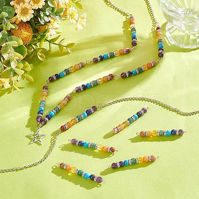 HOBBIESAY 20Pcs Chakra Natural & Synthetic Gemstone Connector Charms FIND-HY0001-32-1