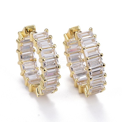 Brass Micro Pave Cubic Zirconia Huggie Hoop Earrings EJEW-K083-37G-B-1