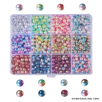 Rainbow ABS Plastic Imitation Pearl Beads OACR-YW0001-02A-1