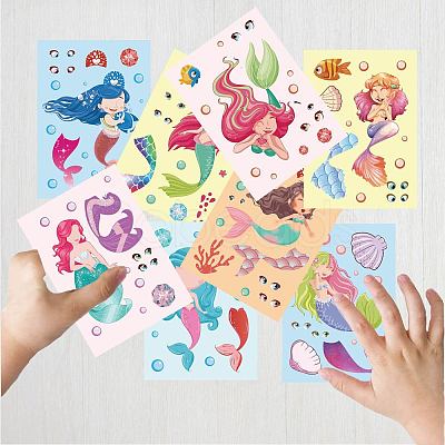 48 Sheets 8 Styles Paper Make a Face Stickers DIY-WH0467-005-1