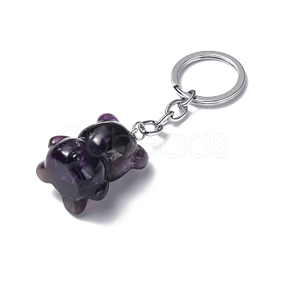 Natural Amethyst Pendant Keychains KEYC-P011-02P-07-1