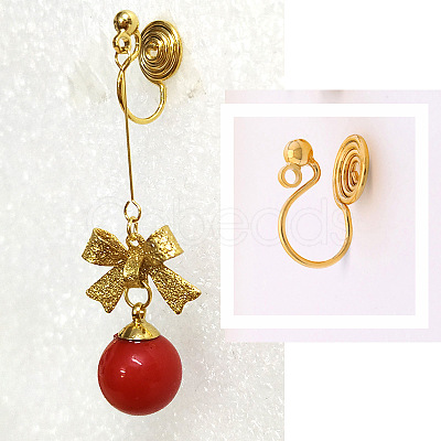 Brass Clip-on Earring Converters Findings KK-D060-03G-02-1