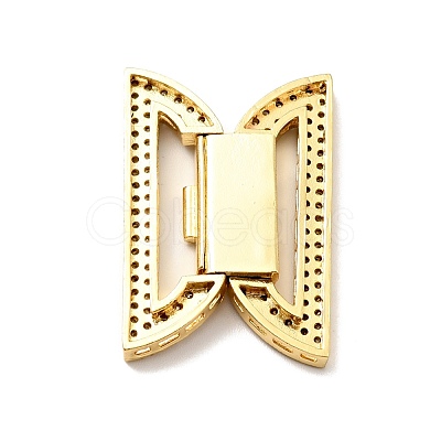 Brass Micro Pave Clear Cubic Zirconia Fold Over Clasps KK-G414-07G-1