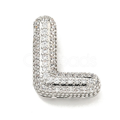 Platinum Plated Brass Micro Pave Cubic Zirconia Pendants KK-L073-001P-L-1