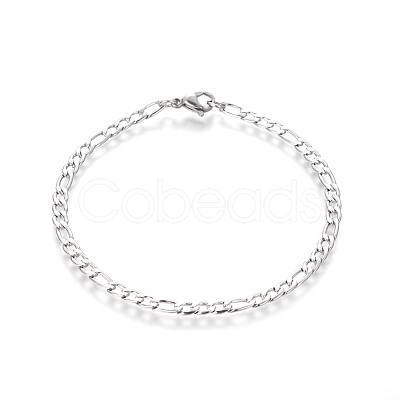 Tarnish Resistant 304 Stainless Steel Figaro Chain Bracelets BJEW-E369-07P-1