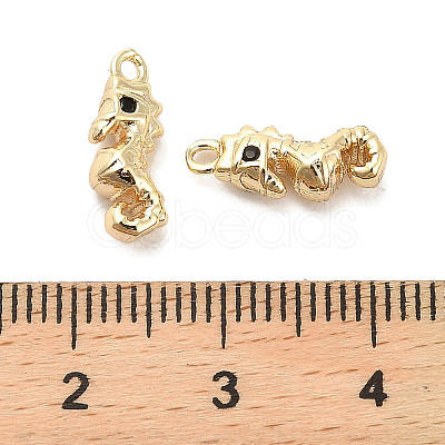 Brass Micro Pave Black Cubic Zirconia Charms KK-C054-25G-1