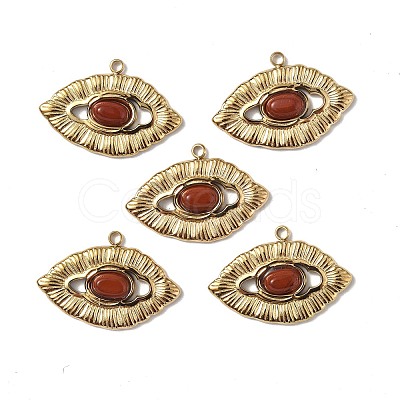 PVD Vacuum Plating 201 Stainless Steel Natural Natural Red Jasper Pendants STAS-C064-VC911-1