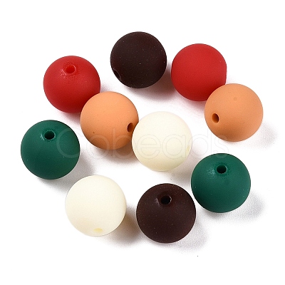 Rubberized Style Imitated Silicone Acrylic Beads MACR-T048-01B-01-1