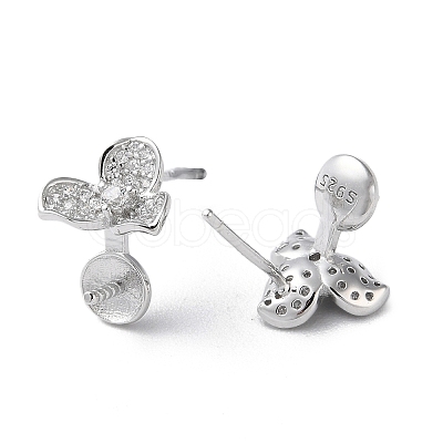 Rhodium Plated 925 Sterling Silver Stud Earring Findings STER-M115-09P-1