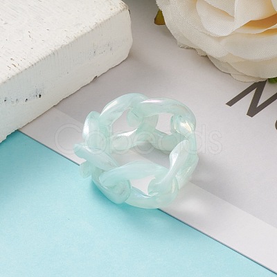 Transparent Acrylic Curb Chain Finger Rings RJEW-JR00312-01-1