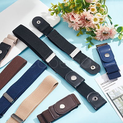 WADORN 12Pcs PU Leather Elastic Invisible Belt FIND-WR0010-33-1