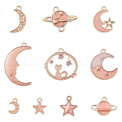 10Pcs 10 Style Alloy Enamel Pendants & Connector Charms ENAM-YW0003-08-1