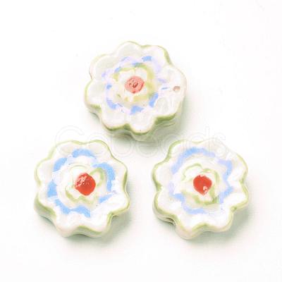 Handmade Porcelain Flower Beads Strands PORC-G006-14C-1