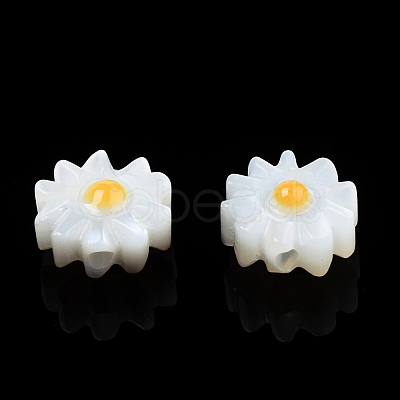 Natural White Shell Enamel Beads SSHEL-N034-124B-01-1