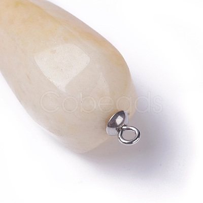 Natural Jade Pointed Pendants G-E541-10G-1