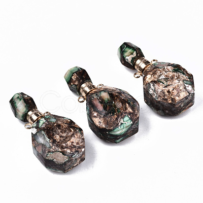 Assembled Synthetic Bronzite and Imperial Jasper Openable Perfume Bottle Pendants G-S366-060C-1