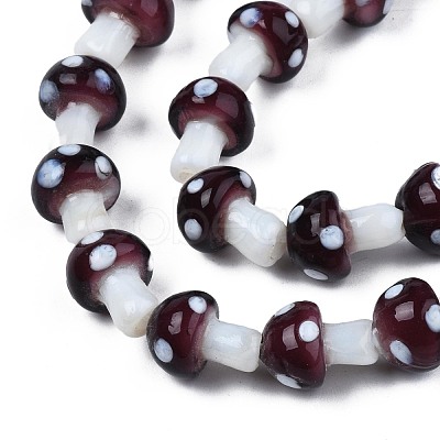 Mushroom Handmade Lampwork Beads Strands X-LAMP-R116-23-1