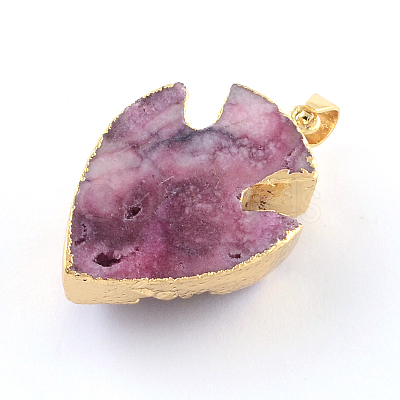 Fish Dyed Natural Druzy Agate Fish Pendants G-R275-108-1