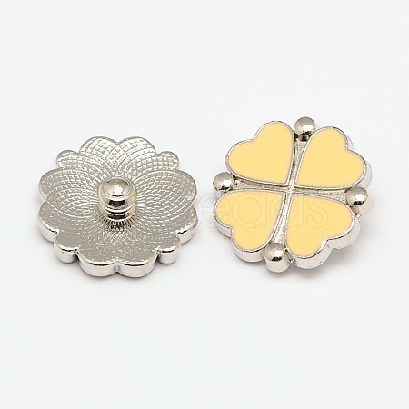 Eco-Friendly Alloy Enamel Clover Jewelry Snap Buttons X-SNAP-F004-38G-NR-1