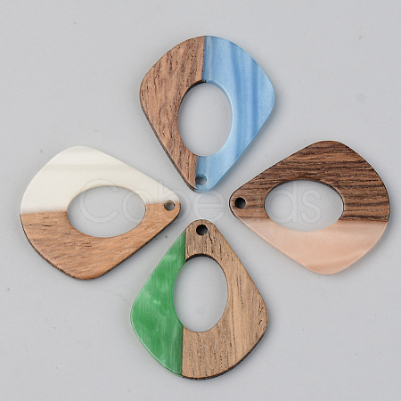 Opaque Resin & Walnut Wood Pendants RESI-S389-016A-C-1