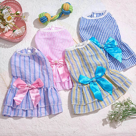 4Pcs Dog Summer Bowknot Dress JX416A-1