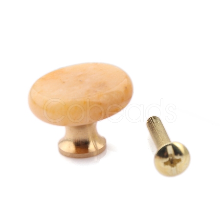 Flat Round Natural Topaz Jade Drawer Knobs PW-WG94208-08-1