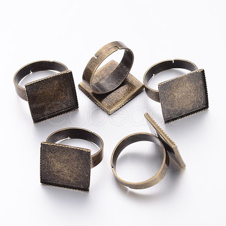 Antique Bronze Adjustable Brass Finger Ring Pad Blanks for Vintage Jewelry Making X-KK-J052-AB-1