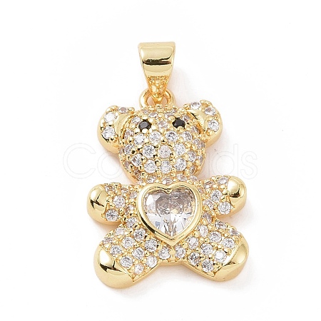 Brass Micro Pave Cubic Zirconia Pendants KK-C012-04G-08-1