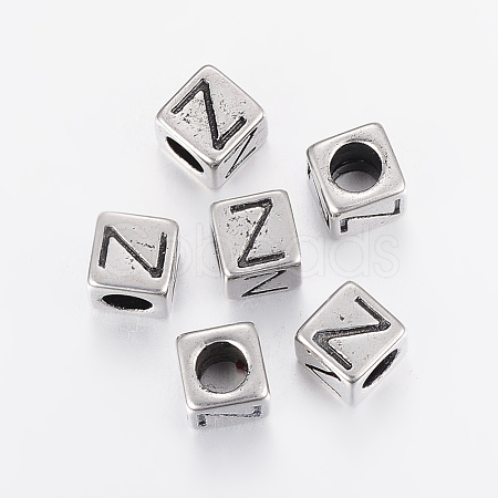 304 Stainless Steel Large Hole Letter European Beads STAS-H428-01AS-Z-1
