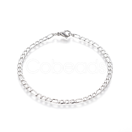 304 Stainless Steel Figaro Chain Bracelets BJEW-E369-07P-1