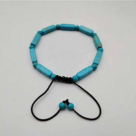 Rectangle Natural Howlite Dyed Braided Bead Bracelets VO3250-1-1