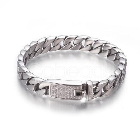 304 Stainless Steel Curb Chain Bracelets BJEW-P255-01A-1