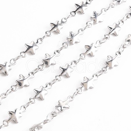 201 Stainless Steel Star & Oval Link Chains STAS-N092-107-1