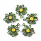 Spray Painted Alloy Pendants, Flower/Daisy, Sea Green, 23.5x19.5x4.5mm, Hole: 1.8mm