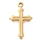 304 Stainless Steel Pendants, Cross Charm, Real 14K Gold Plated, 19x12x2mm, Hole: 1.2mm