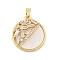 Rack Plating Brass Micro Pave Clear Cubic Zirconia Pendants, with Shell, Long-Lasting Plated, Lead Free & Cadmium Free, Round, Real 18K Gold Plated, 20.5x18x5mm, Hole: 5x2mm