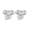 Brass Micro Pave Clear Cubic Zirconia Pendants, Long-Lasting Plated, Bowknot Charms, Platinum, 13.5x15.5x4mm, Hole: 1mm