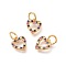 Brass Micro Pave Cubic Zirconia Charms, Heart, Colorful, Golden, 11x10x2mm, Hole: 4mm