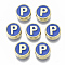 Alloy Enamel Beads, Cadmium Free & Nickel Free & Lead Free, Flat Round with Initial Letters, Light Gold, Letter.P, 8x4mm, Hole: 1.5mm