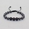 Black Gallstone Brass Micro Pave Zirconia Mesh Bead Woven bracelets for men