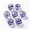 Transparent Glass Beads, Hand Drawn Beads, with Enamel, Round, Indigo, 12x11.5mm, Hole: 1.5~1.8mm