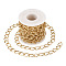 Decorative Chain Aluminium Twisted Chains Curb Chains, Unwelded, with Spool, Golden, 15x10x2mm, 5m/roll