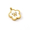 Golden Tone Stainless Steel Pave White Shell Letter Flower Charms, Letter W, 13mm