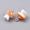 Plastic Pendants, with Platinum Plated Iron Loop, Mushroom, Orange, 17.5x11.5x12mm, Hole: 1.5mm