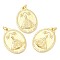 Rack Plating Brass Pendants, Long-Lasting Plated, with Jump Ring, Lead Free & Cadmium Free, Oval with Satin Medal Charm, Real 18K Gold Plated, 25x18x3mm, Hole: 3mm